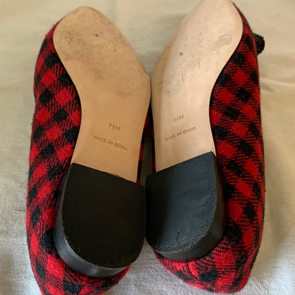 Talbots Red and Black Plaid Cloth Ballet Flats - size 7.5 - Picture 8 of 9
